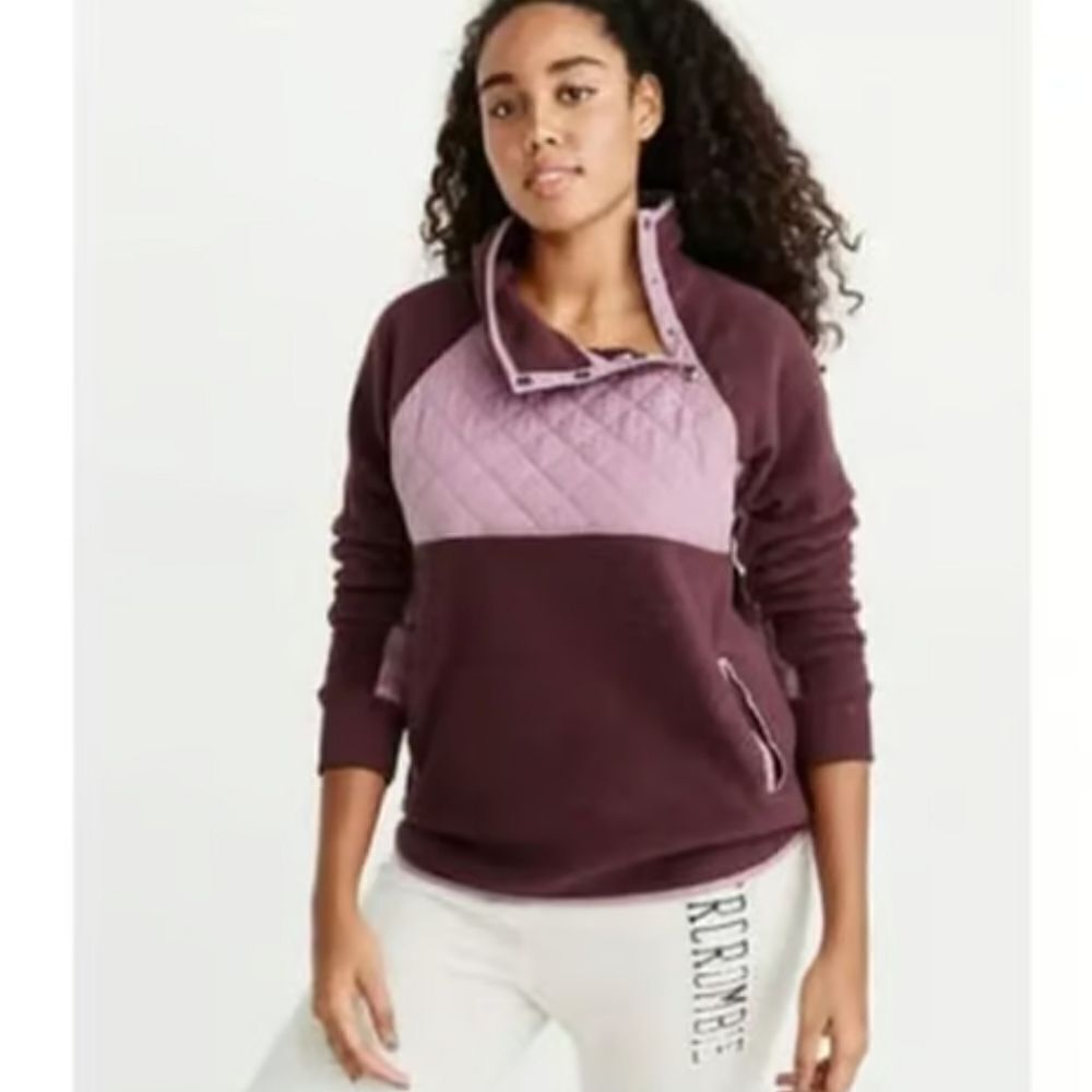 Abercrombie & Fitch Asymmetrical Snap Up Quilted Fleece Jacket size L